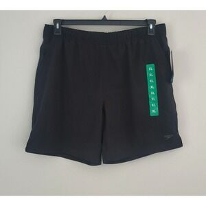 Men's Size XL SPEEDO Tech Volley Swim Trunks Black UPF 50+ Knee Length Shorts